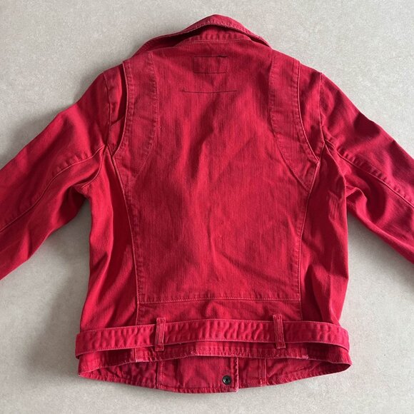 Current/Elliot Denim The Biker Jacket in Victory Red ASO Aria Montgomery - Picture 9 of 13